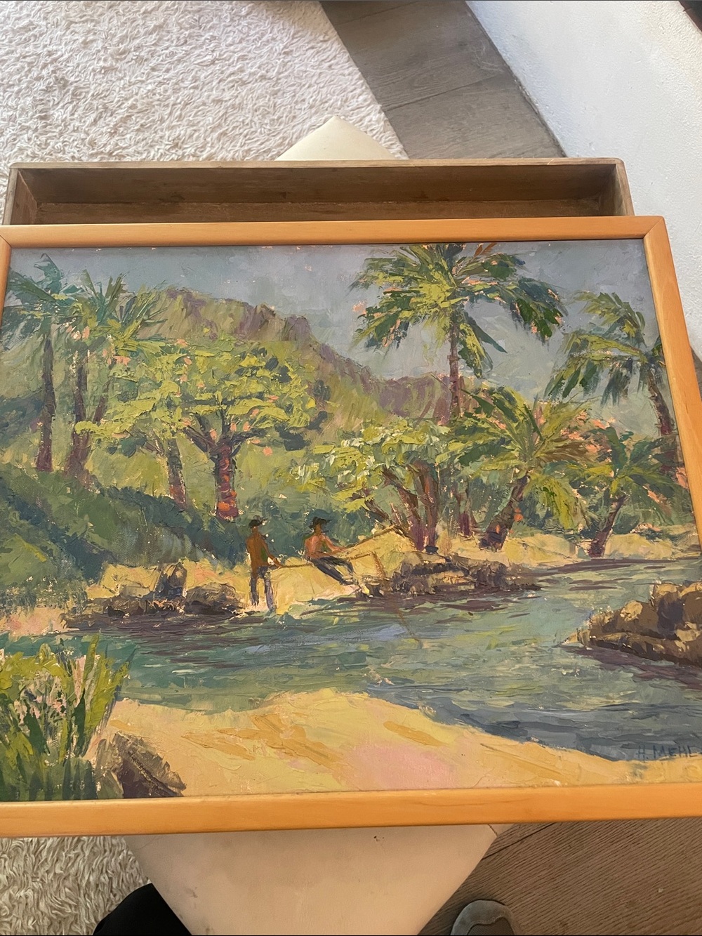 Impressionist tropical Landscape  original oil on board Wall Art -Helen Mehl
